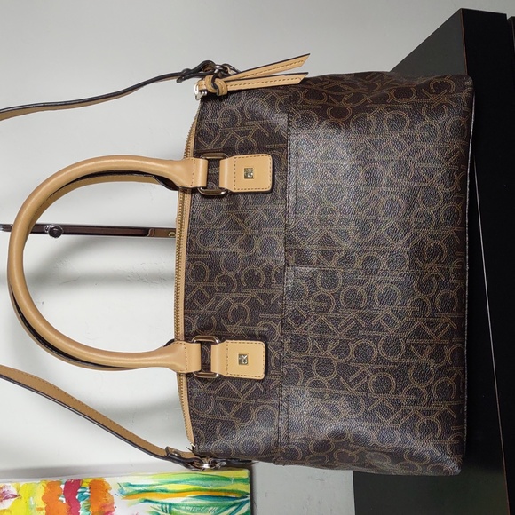 Calvin Klein Signature Monogram Satchel - Picture 4 of 13